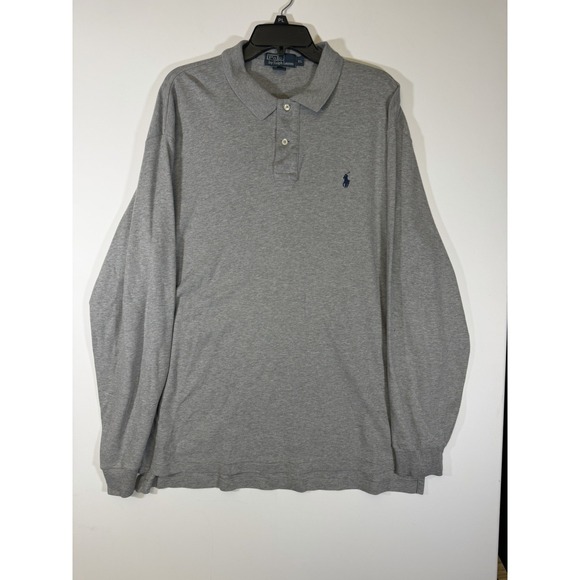Polo Ralph Lauren Other - Polo Ralph‎ Lauren Polo Shirt Mens Medium Gray Long Sleeve Cotton Blue Pony Logo